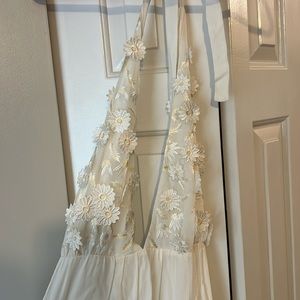 For Love & Lemons White Halter Dress with Daisy details size L